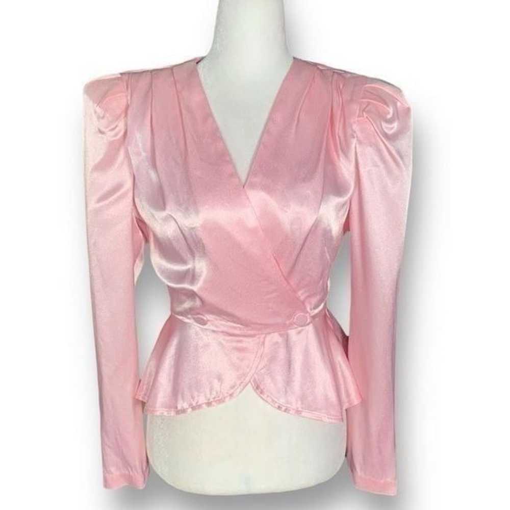 Vintage All That Jazz Jacket Pink Satin Padded Sh… - image 2