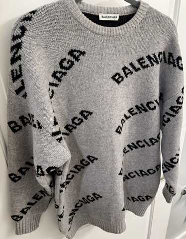 Balenciaga BALENCIAGA Gray Wool Long Crewneck Swea