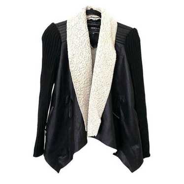 BLANC NOIR Faux Shearling Coat Black with Sweater… - image 1