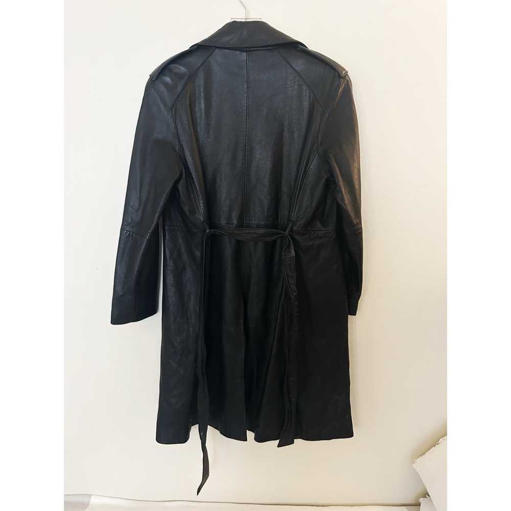 Vintage Kasper Genuine Leather Belted Trench Coat… - image 2