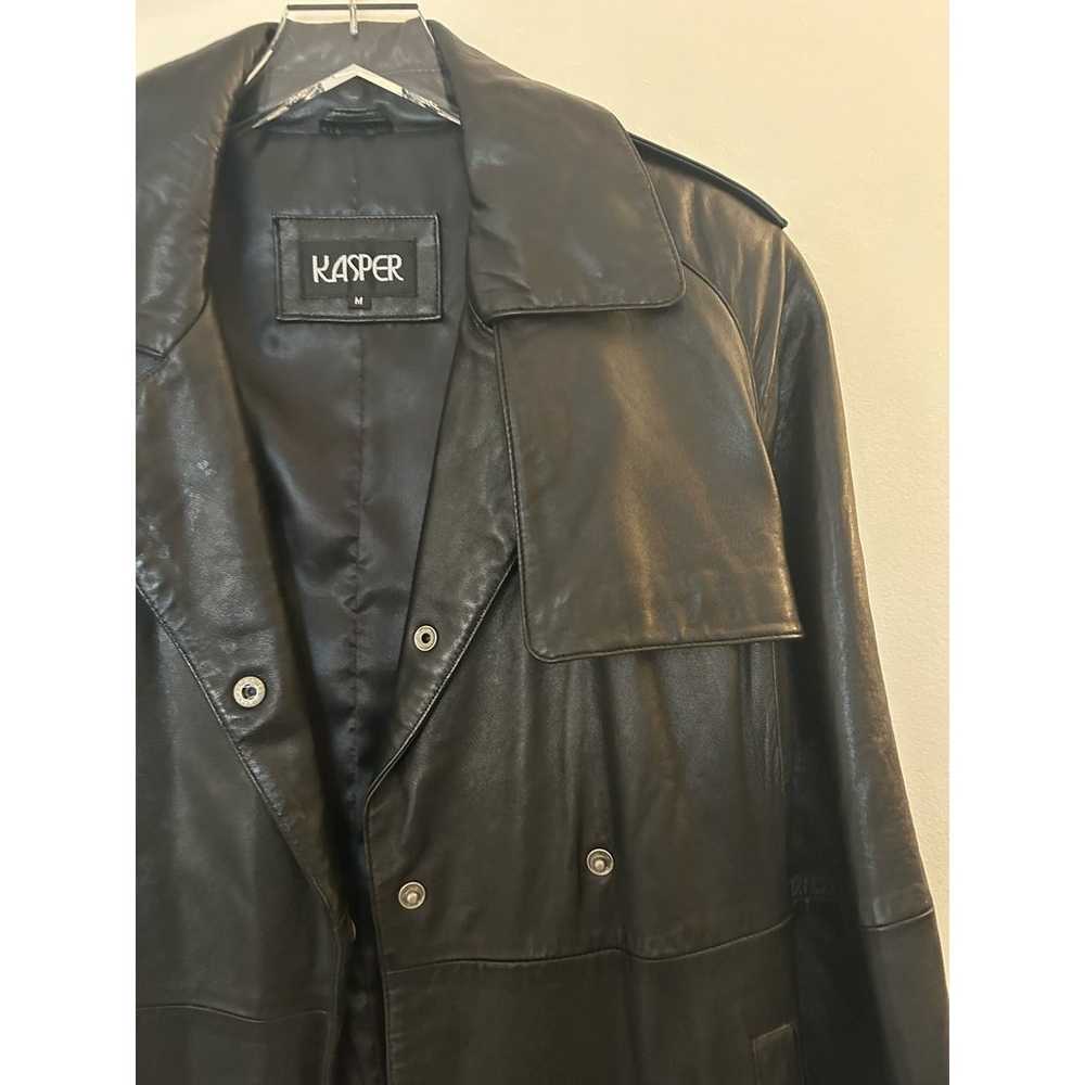 Vintage Kasper Genuine Leather Belted Trench Coat… - image 5