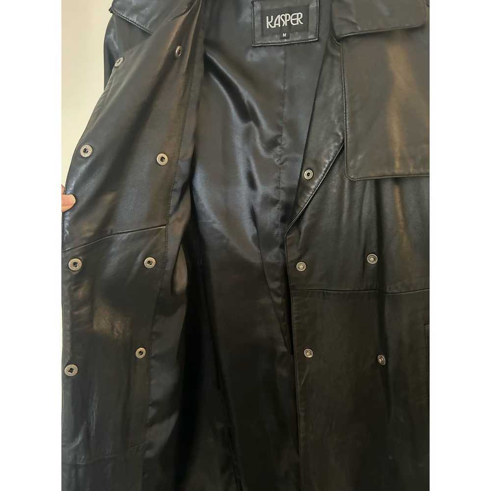 Vintage Kasper Genuine Leather Belted Trench Coat… - image 7