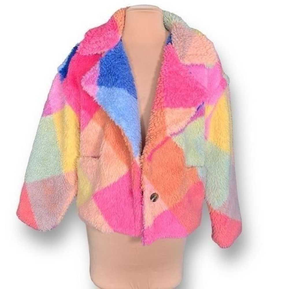 Blank NYC Happy Days Coat Multicolor Patchwork Fl… - image 10