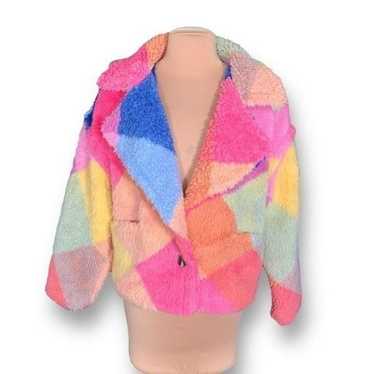 Blank NYC Happy Days Coat Multicolor Patchwork Fl… - image 1