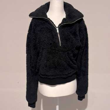 Lovers and friends fuzzy black quarter zip sweater