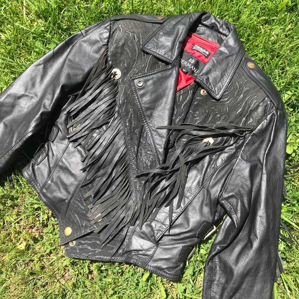 Vintage Bermans Leather Motorcycle Jacket - image 1
