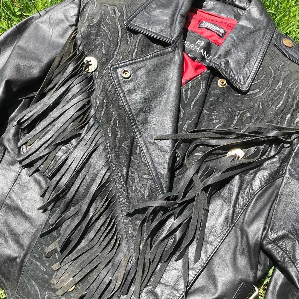 Vintage Bermans Leather Motorcycle Jacket - image 2