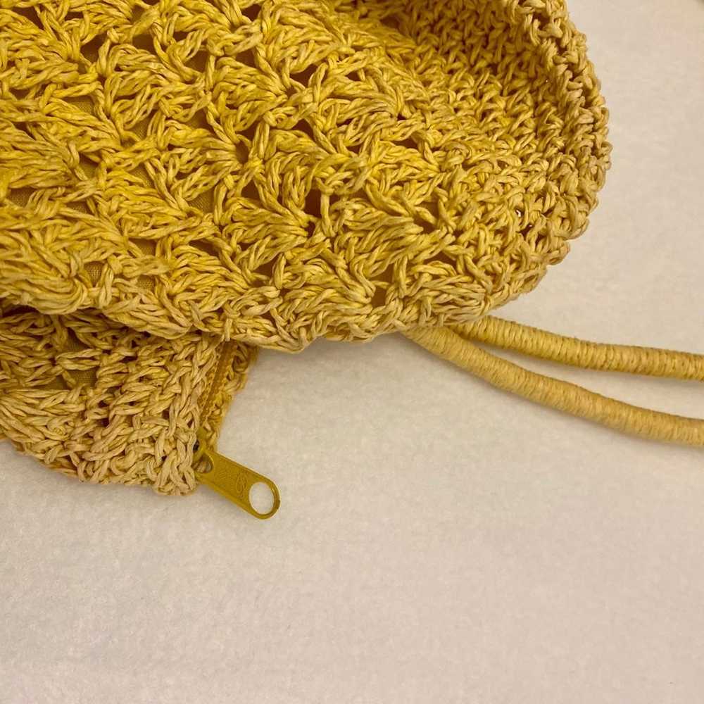 Vintage Crochet Bag/ Purse, Yellow with Small Woo… - image 7