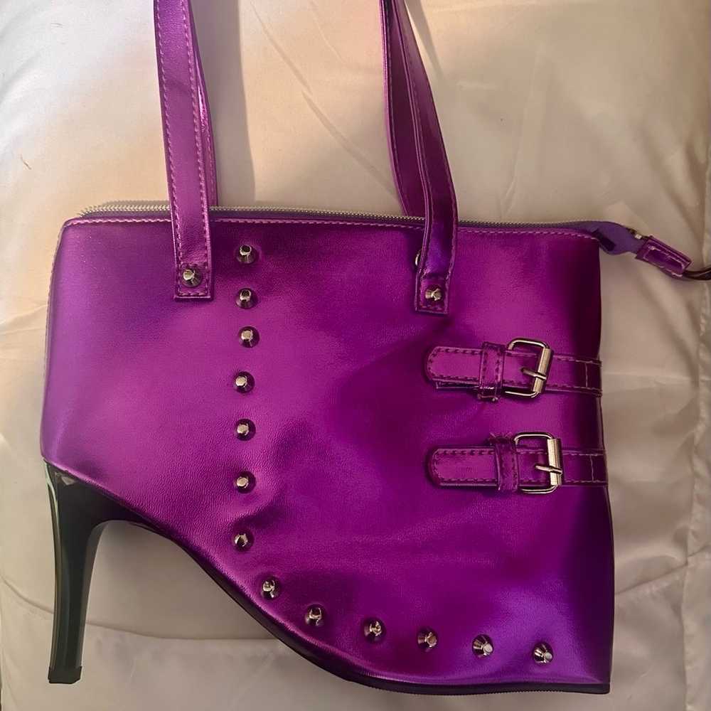 Vintage purple heel shaped purse - image 1