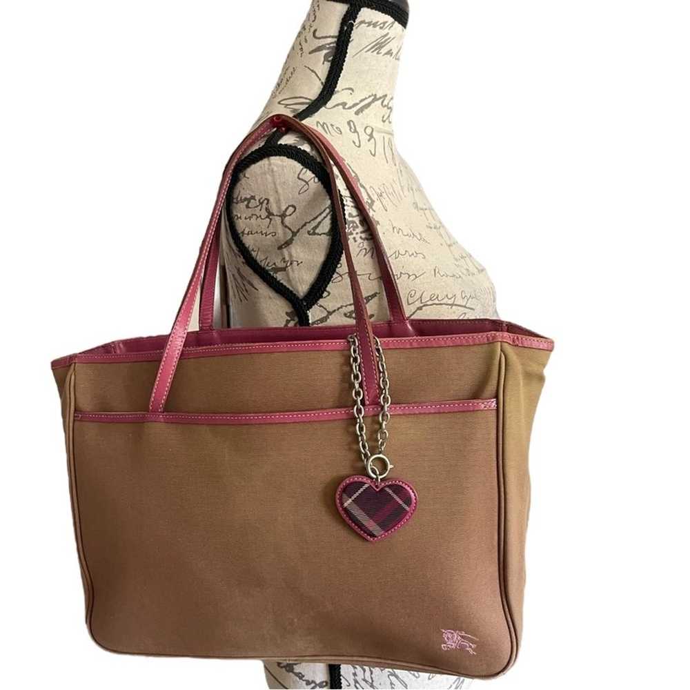 Burberry Pink & Khaki Purse With Pouch & Extra Ch… - image 3