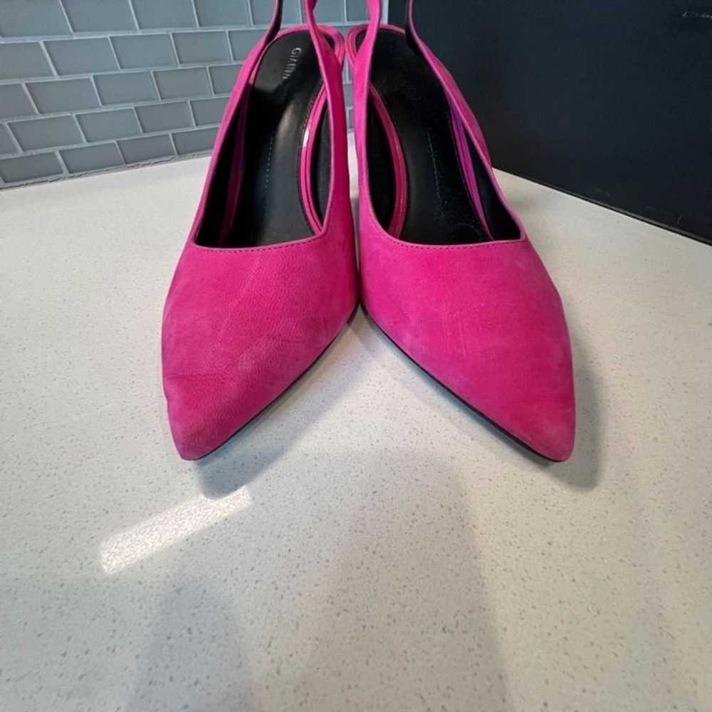 Worn twice, Raspberry sling-back heels size 10 by… - image 3
