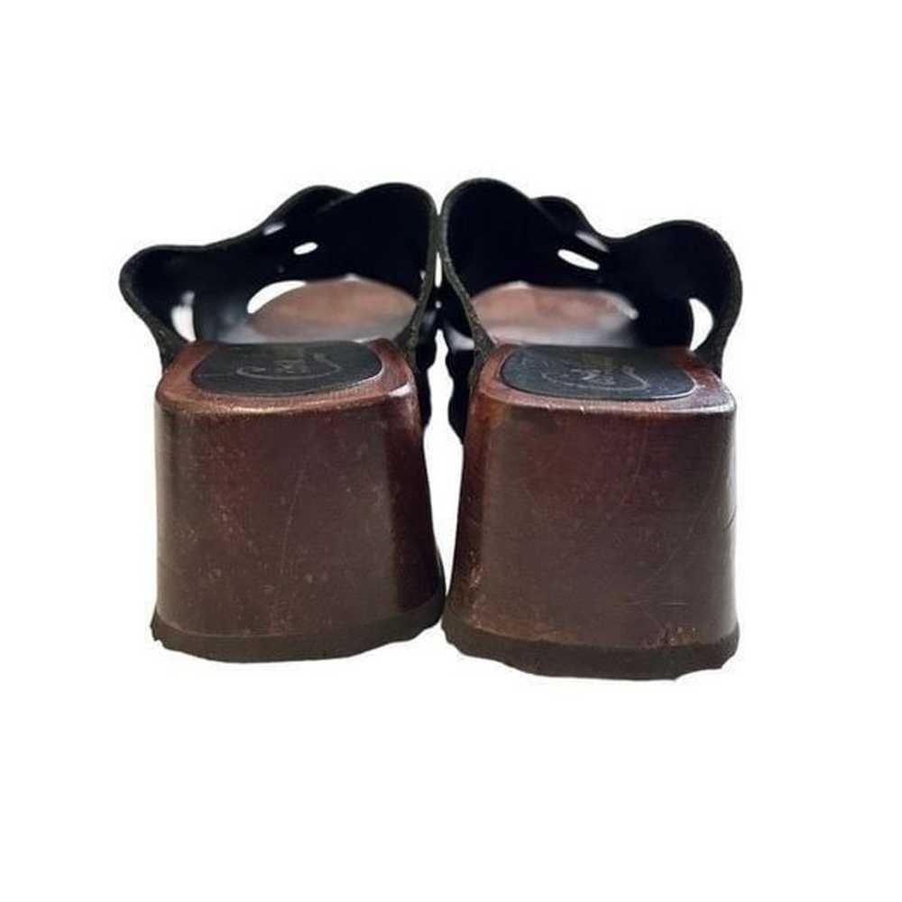 Vintage Candie's Leather Wooden Clog Sandal Women… - image 5