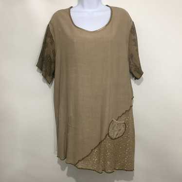 Nooshin Femme L Taupe Natural Fiber Long Top Tunic