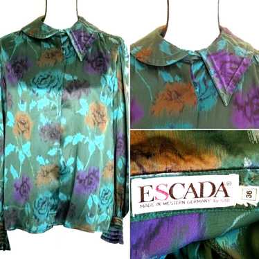 RARE Vintage Escada 100% Silk Blouse Asymmetrical… - image 1