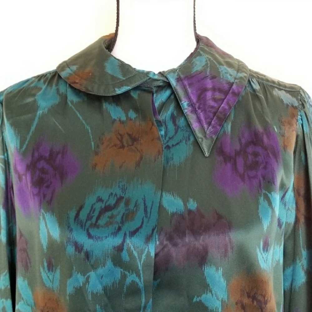 RARE Vintage Escada 100% Silk Blouse Asymmetrical… - image 2