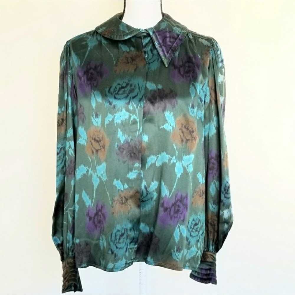 RARE Vintage Escada 100% Silk Blouse Asymmetrical… - image 4