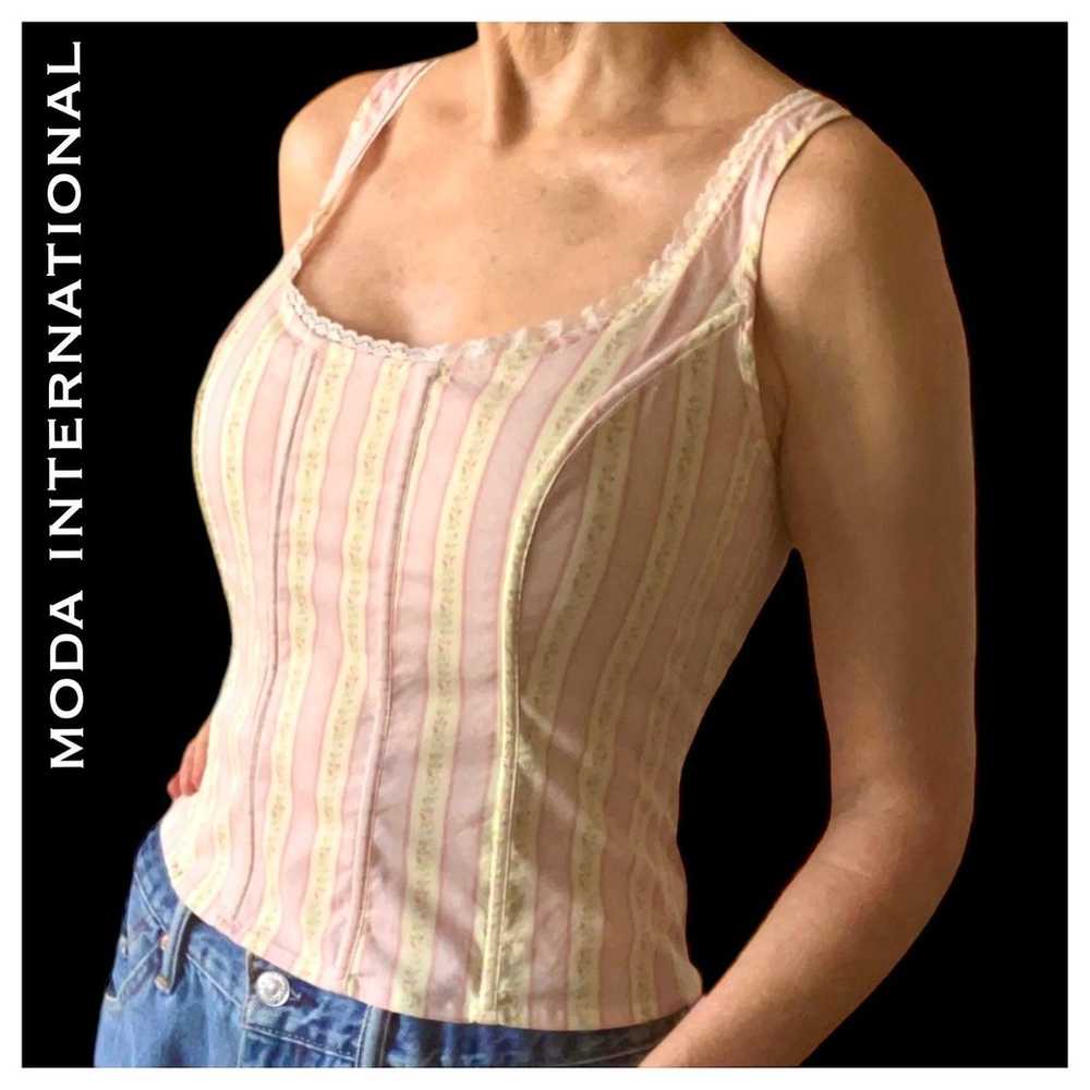 MODA INTERNATIONAL - Vintage Y2K Cotton Corset/Bu… - image 1