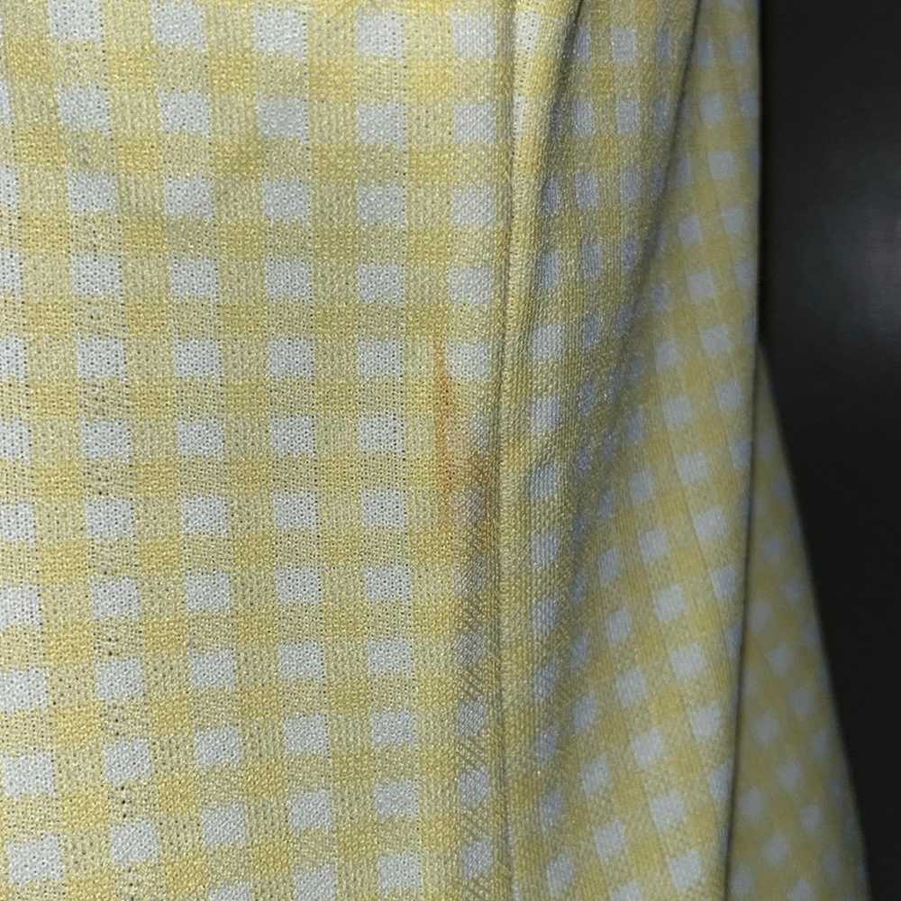 Vintage 70s Yellow Checkered Button Up Top Blouse - image 10