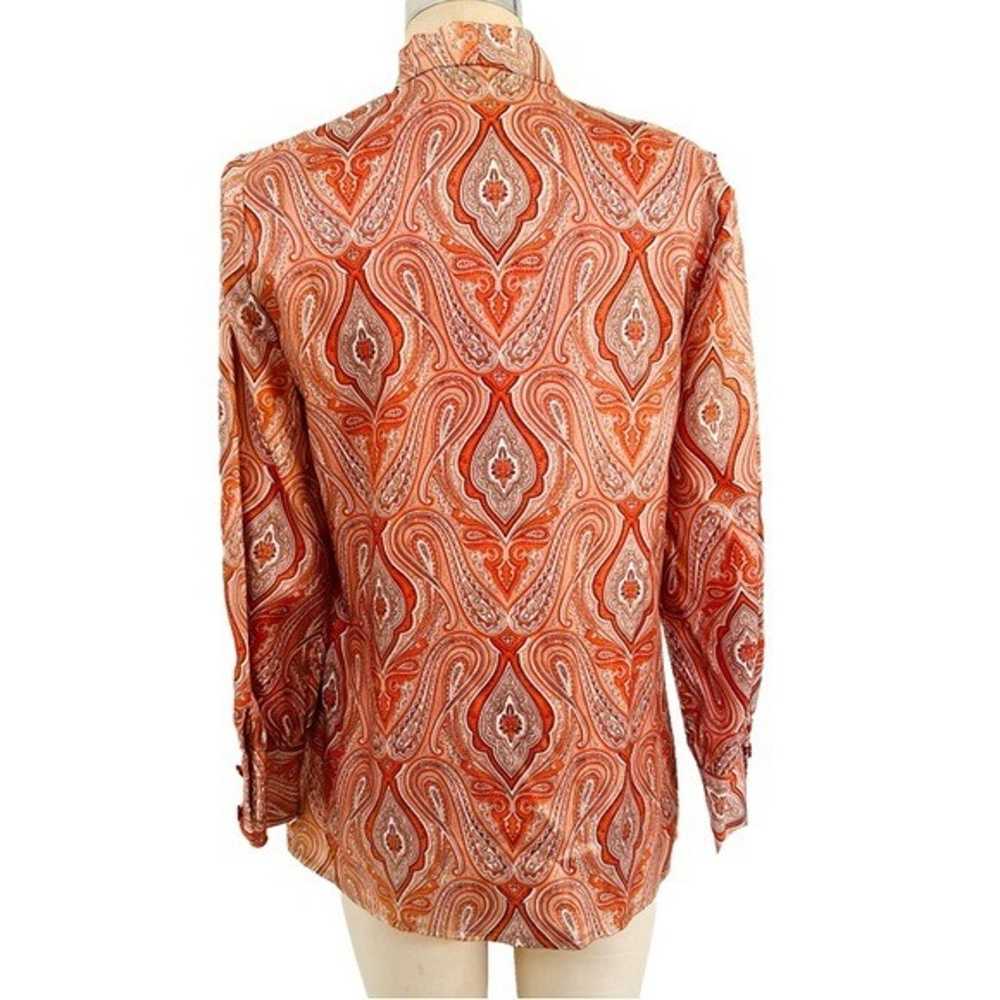 VINTAGE DAVID BARR Paisley Print Tie Neck Blouse … - image 4