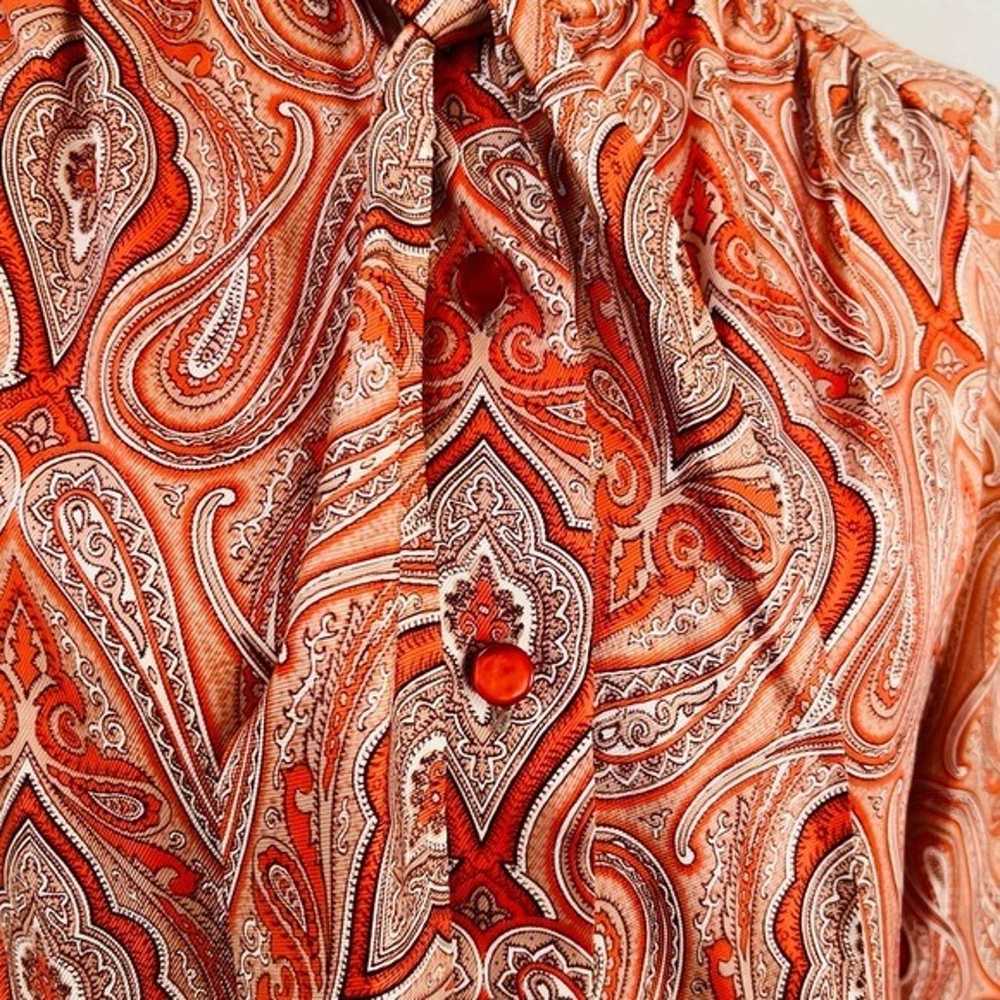 VINTAGE DAVID BARR Paisley Print Tie Neck Blouse … - image 7