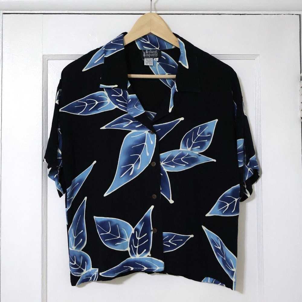 Vintage Island Imports Blue Hawaiian Shirt Size L… - image 1