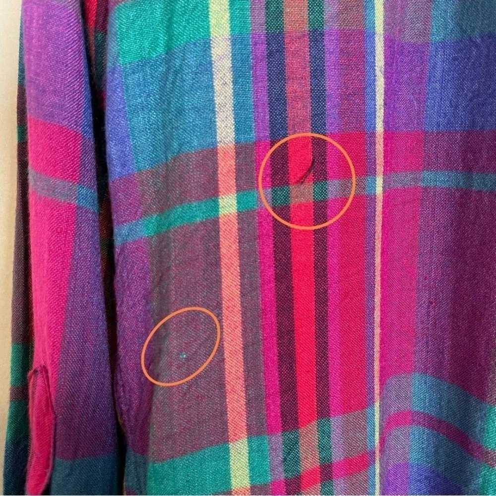 Vintage Plaid Rayon Shirt Women's Button-Up Blous… - image 6