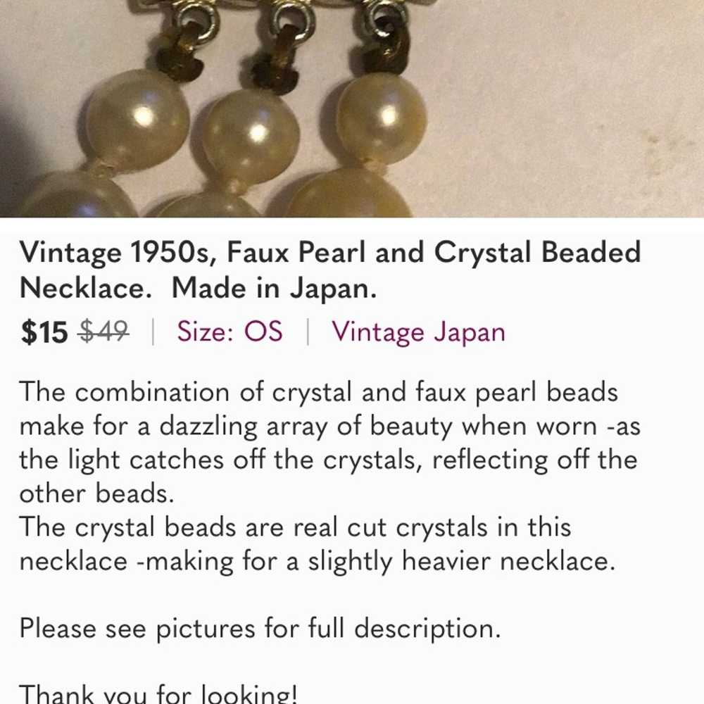Vintage 1950s, Faux Pearl and Crystal Beaded Neck… - image 6