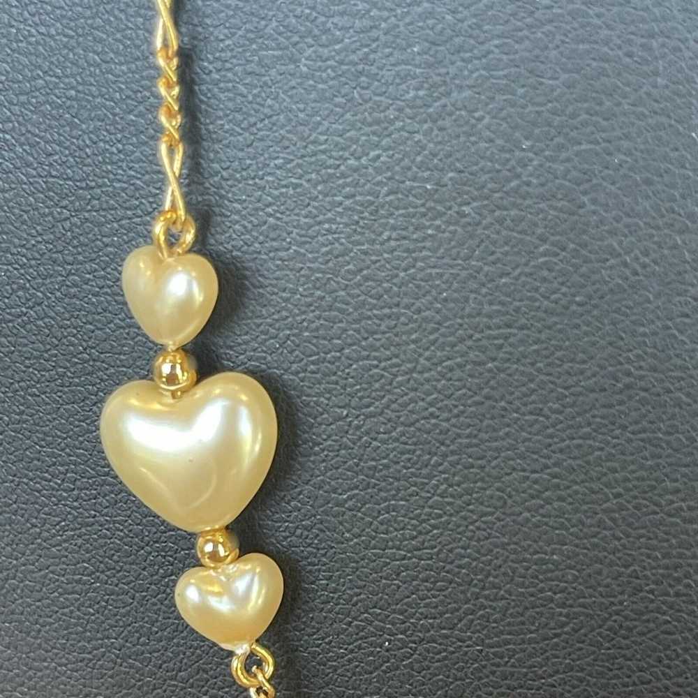 Vintage Puffy Heart Station Necklace Dainty Figar… - image 3