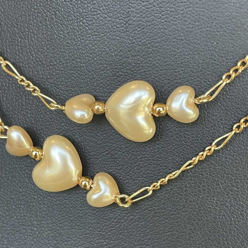Vintage Puffy Heart Station Necklace Dainty Figar… - image 4