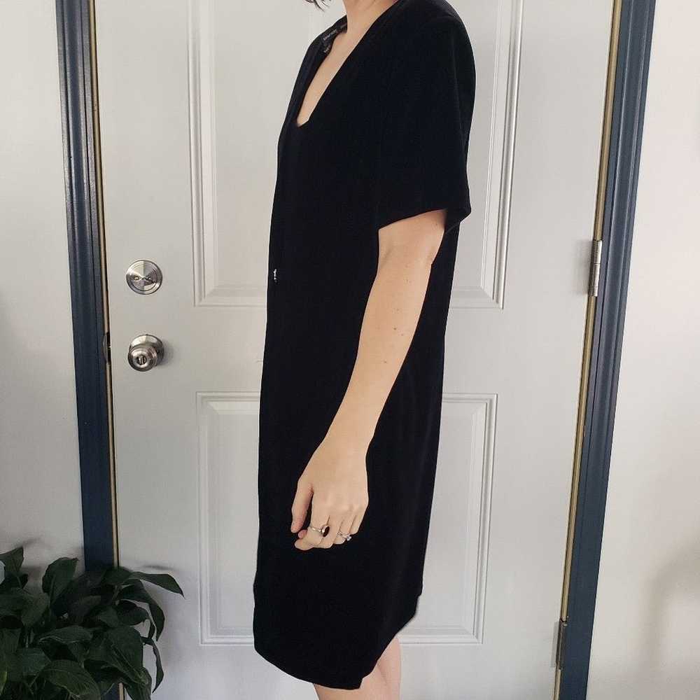 90s Black Velvet Short Sleev Mini Dress - image 2