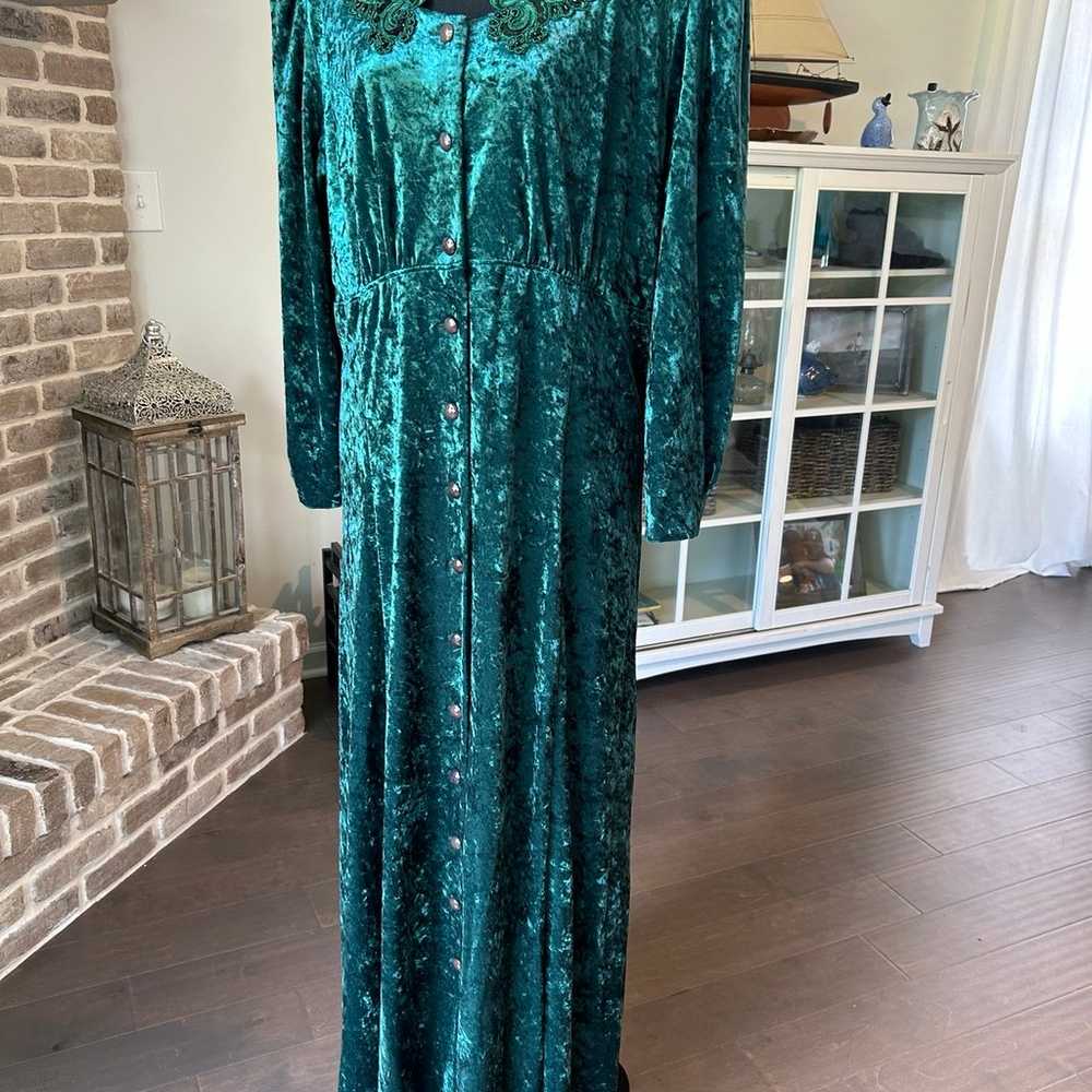 Vintage Molly Malloy 90s Crushed Velvet Green Ank… - image 12