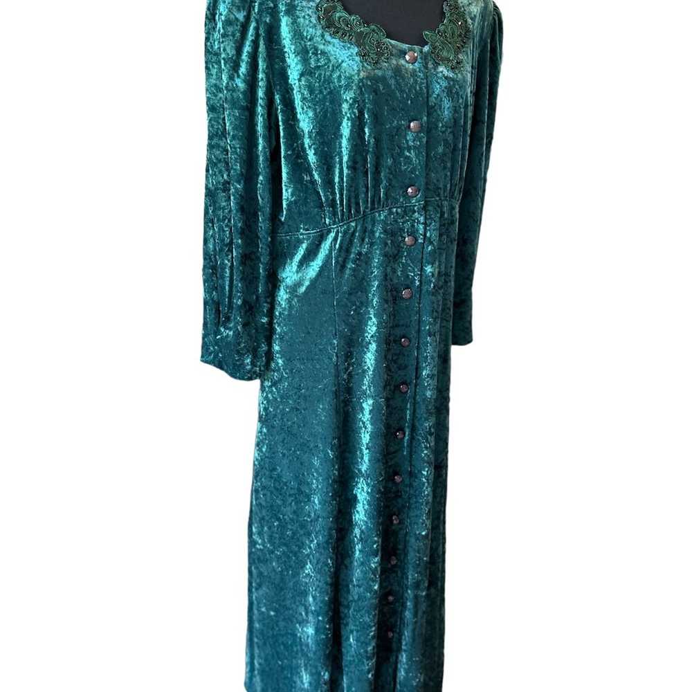 Vintage Molly Malloy 90s Crushed Velvet Green Ank… - image 1