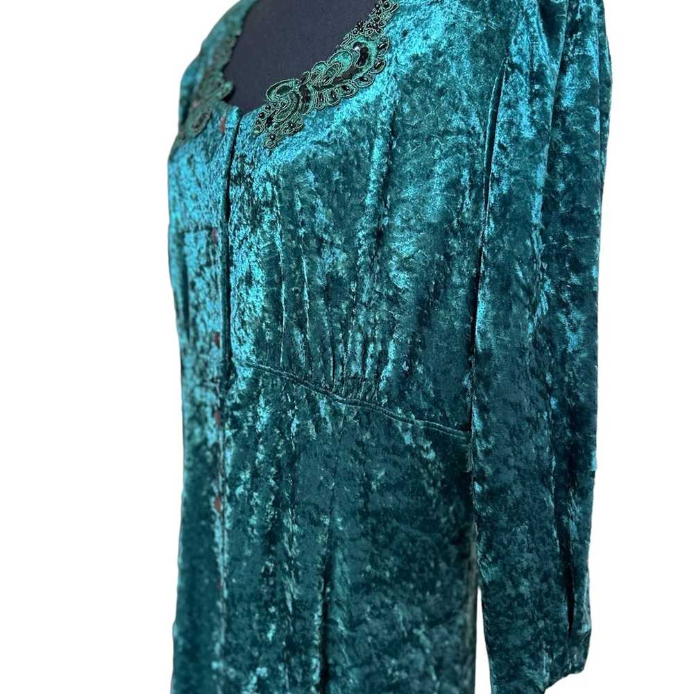 Vintage Molly Malloy 90s Crushed Velvet Green Ank… - image 2