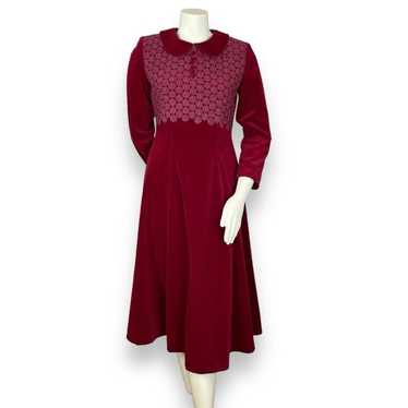 Vintage Velvet Dress Victorian Lolita Red Maroon … - image 1