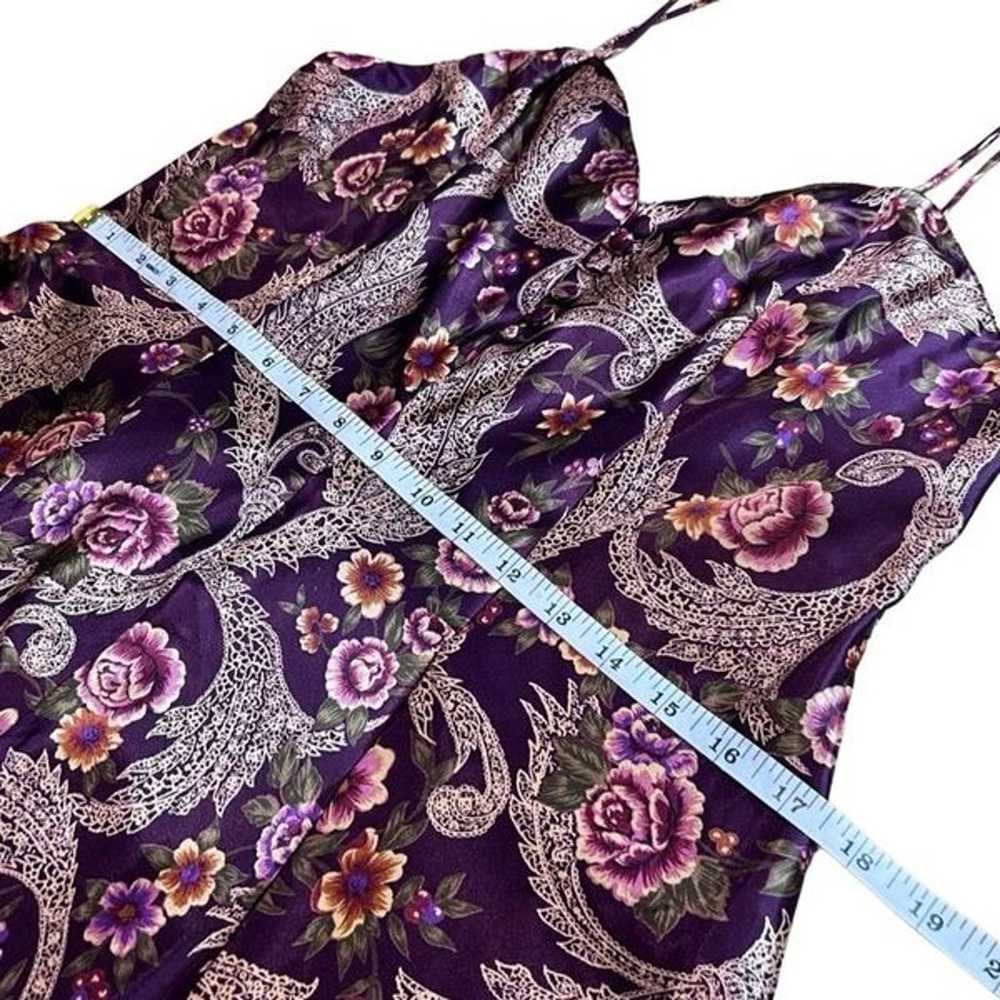 Vintage Kathryn mini slip dress satin floral plum… - image 10