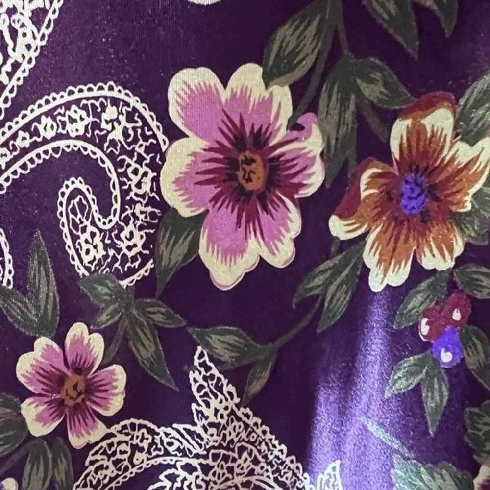 Vintage Kathryn mini slip dress satin floral plum… - image 6
