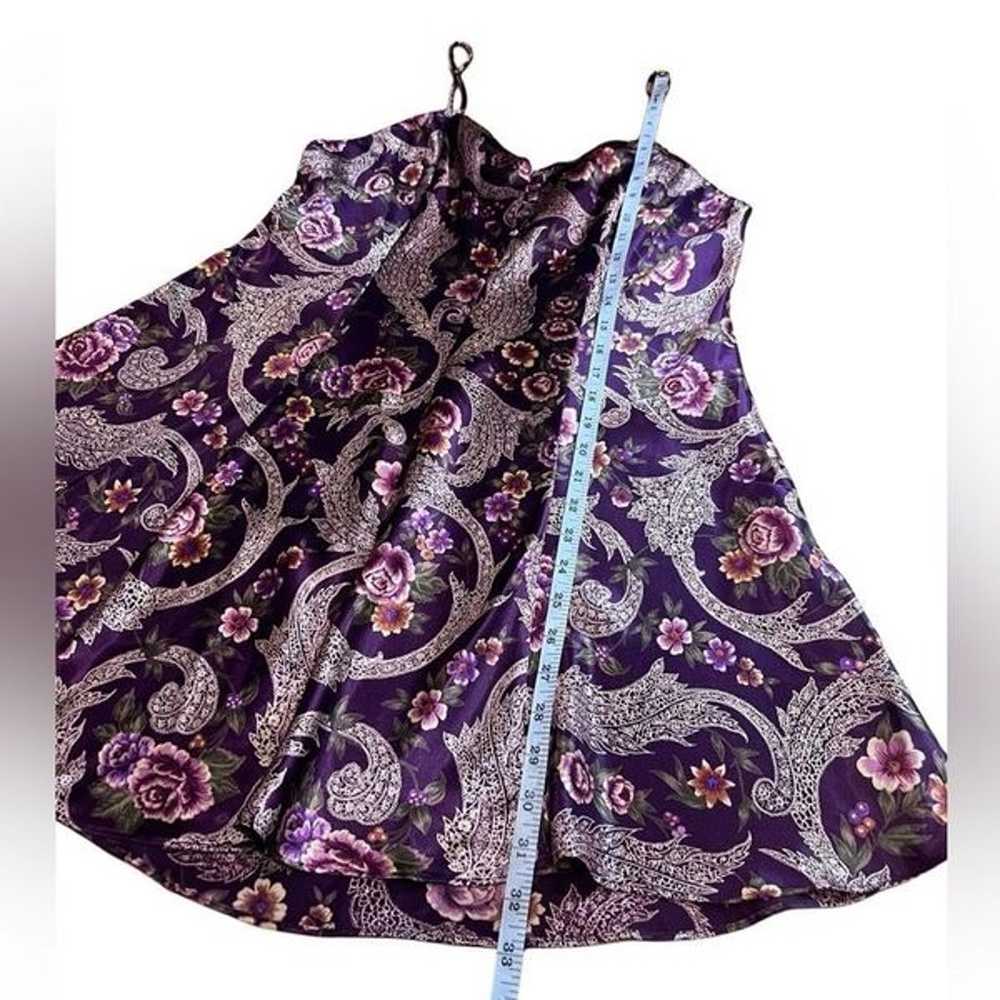 Vintage Kathryn mini slip dress satin floral plum… - image 9