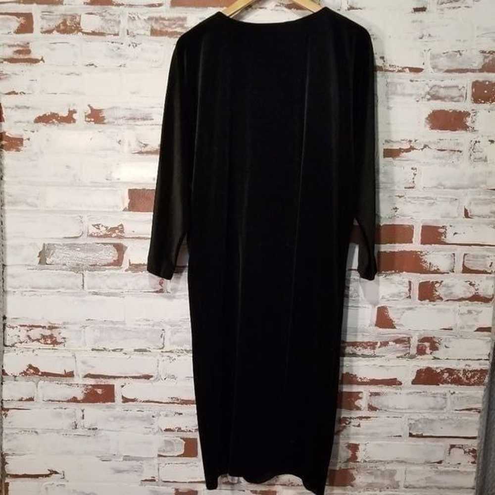 80s Blk Velour Dress w/ Bow Accent M - image 6