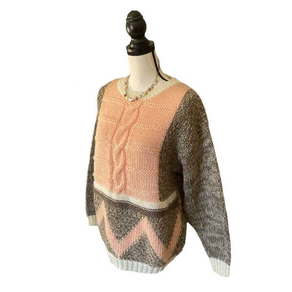 Vintage 80s SML Sport WOMENS Hand knit Brown Peac… - image 2