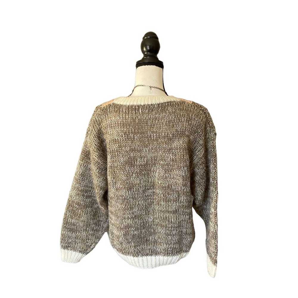 Vintage 80s SML Sport WOMENS Hand knit Brown Peac… - image 3