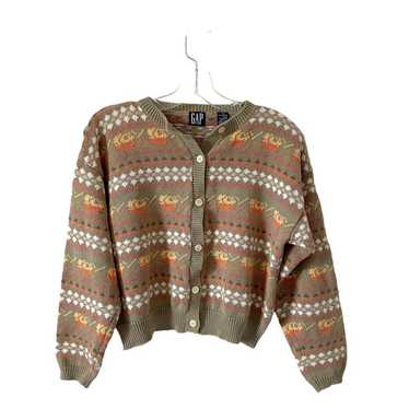 Gap Vintage 90's Cotton Crop Cardigan Sweater Gree