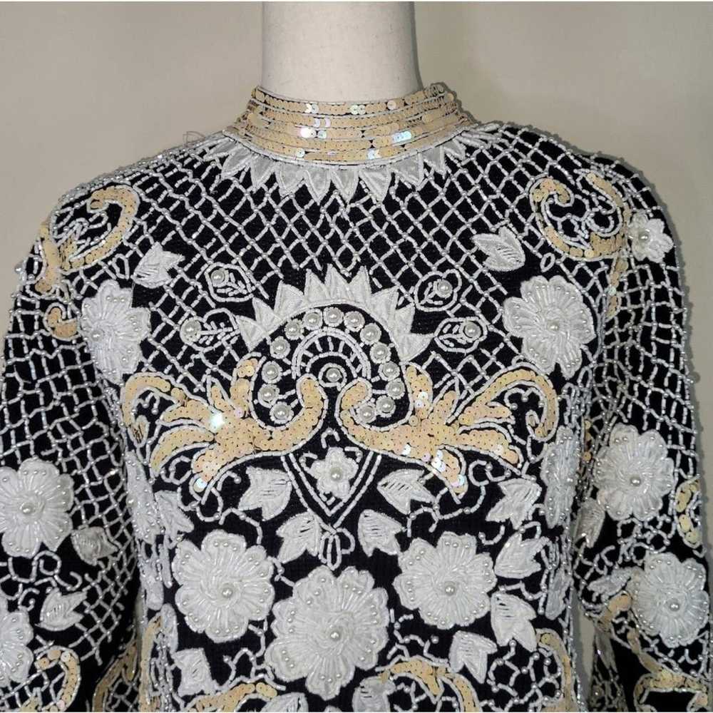 Bonnie Boerer Sweater Womens Black Floral Embroid… - image 2