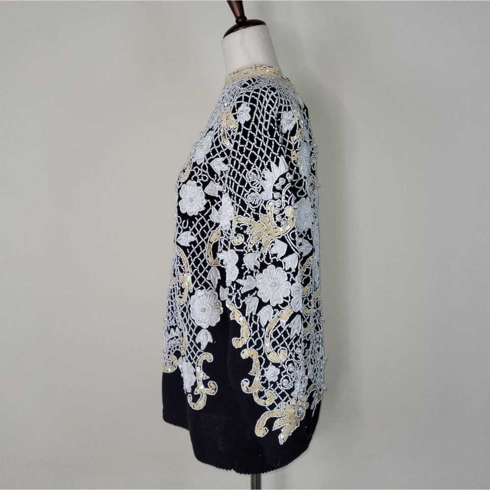 Bonnie Boerer Sweater Womens Black Floral Embroid… - image 5