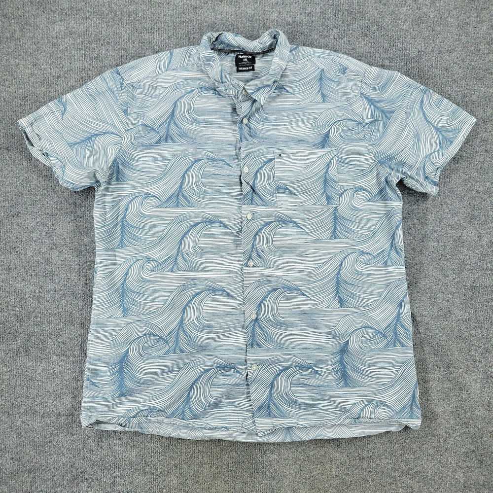 Hurley Hurley Button Shirt Men 2XL Blue White Wav… - image 1