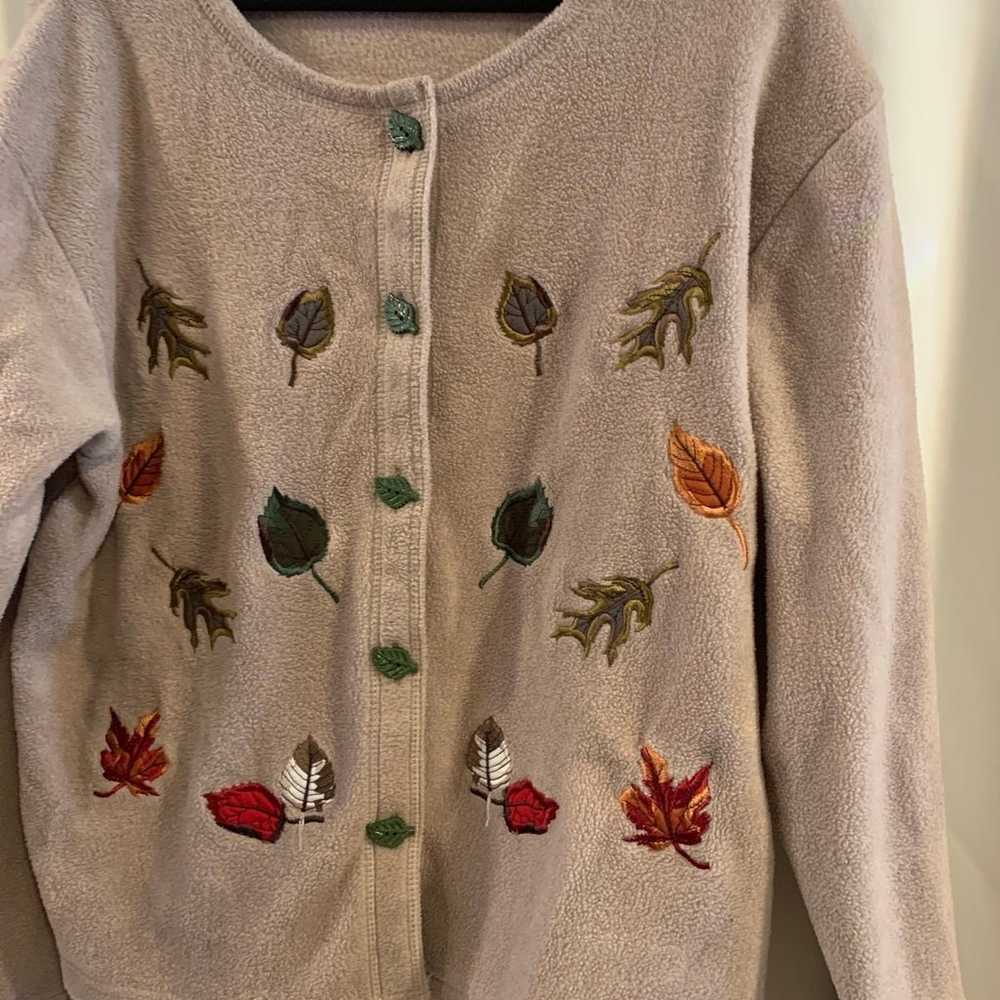 Vintage Sweater Nick & Sarah Tan Sweater Leaves B… - image 2