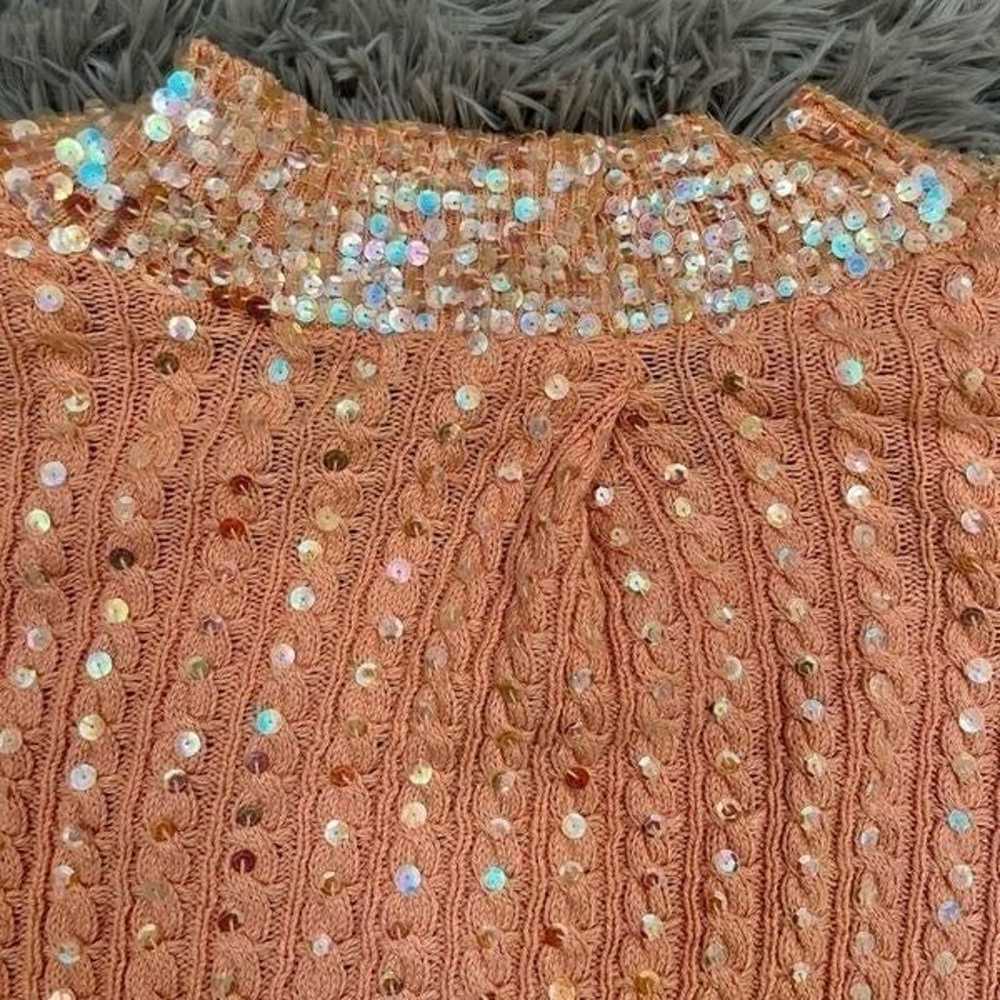 Vintage Carlos Arias for SSG Peach Sequin Sweater - image 3