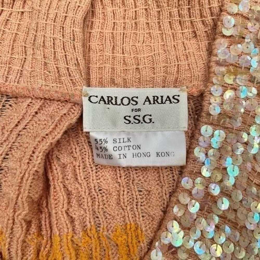 Vintage Carlos Arias for SSG Peach Sequin Sweater - image 5