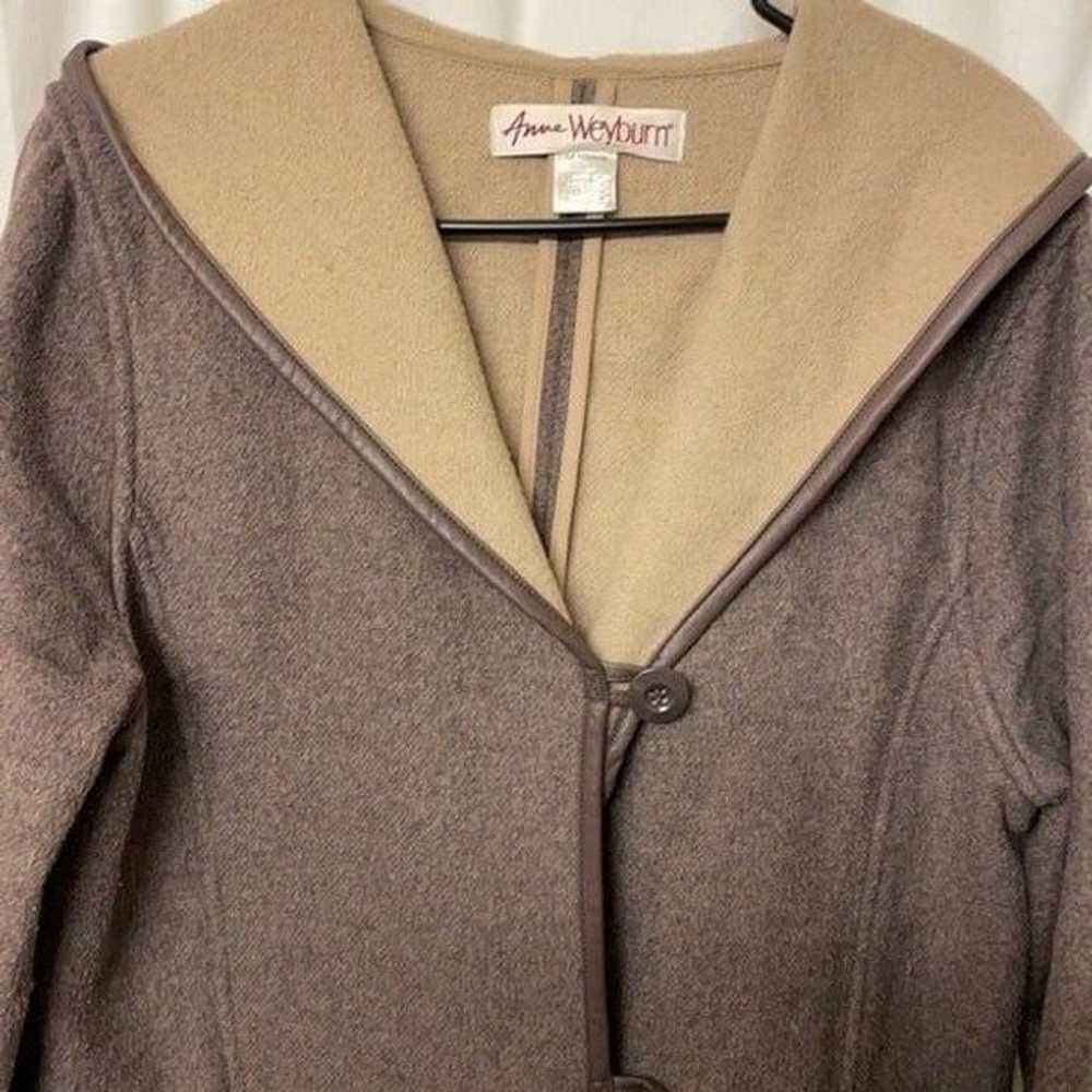 Anne Weyburn Brown & Tan Hooded Wool Blend Long C… - image 10