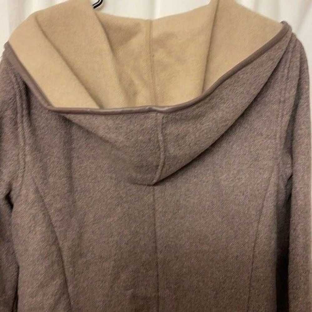 Anne Weyburn Brown & Tan Hooded Wool Blend Long C… - image 9