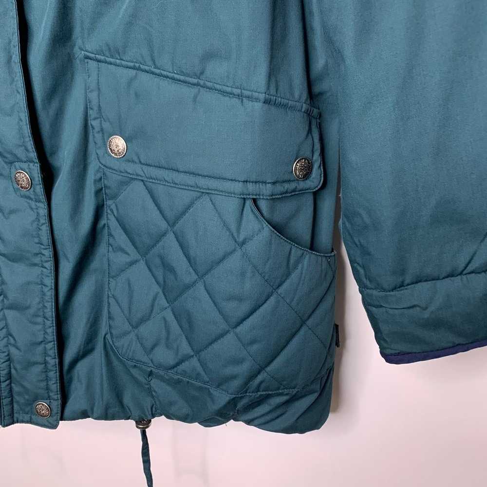 Vintage Forest Green Navy Blue Down Puffer Coat S… - image 3